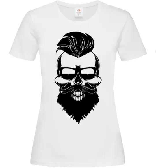 Жіноча футболка Skull biker Білий фото