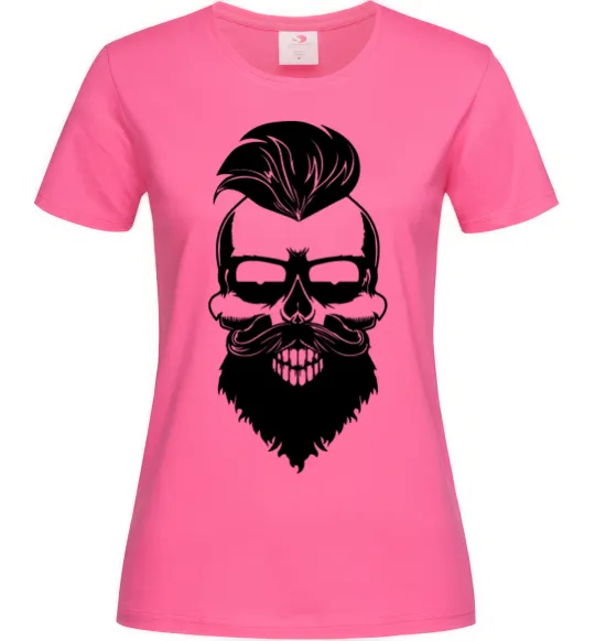 Жіноча футболка Skull biker Яскраво-рожевий фото