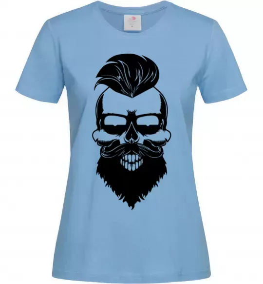 Жіноча футболка Skull biker Блакитний фото