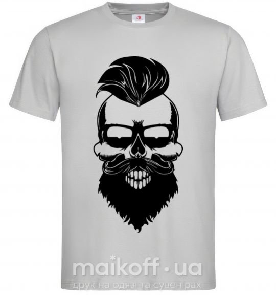 Мужская футболка Skull biker Серый фото