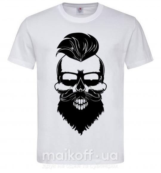 Мужская футболка Skull biker Белый фото