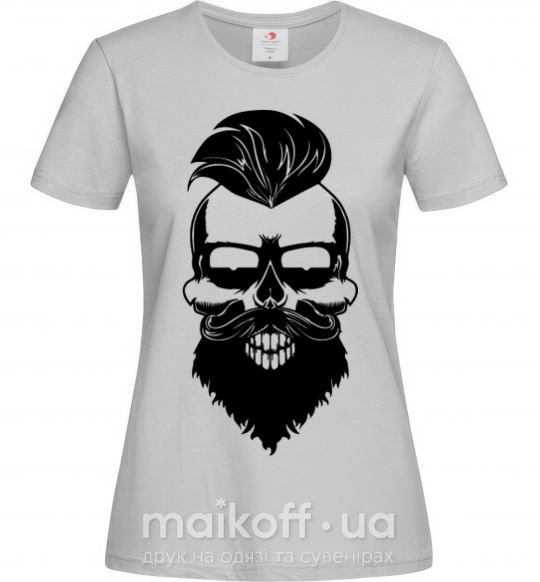 Женская футболка Skull biker Серый фото