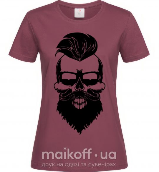 Жіноча футболка Skull biker Бордовий фото