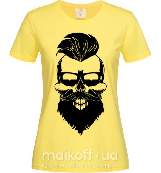 Женская футболка Skull biker Лимонный фото