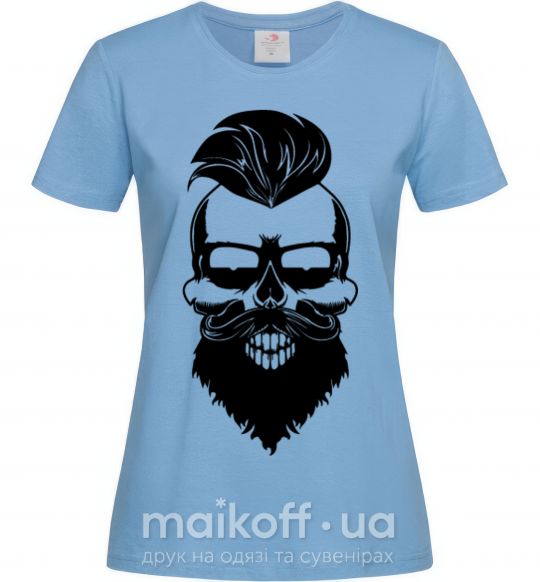 Жіноча футболка Skull biker Блакитний фото