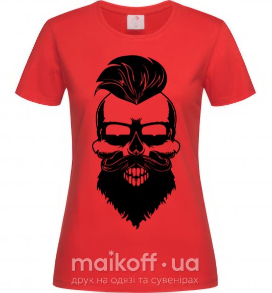 Женская футболка Skull biker Красный фото