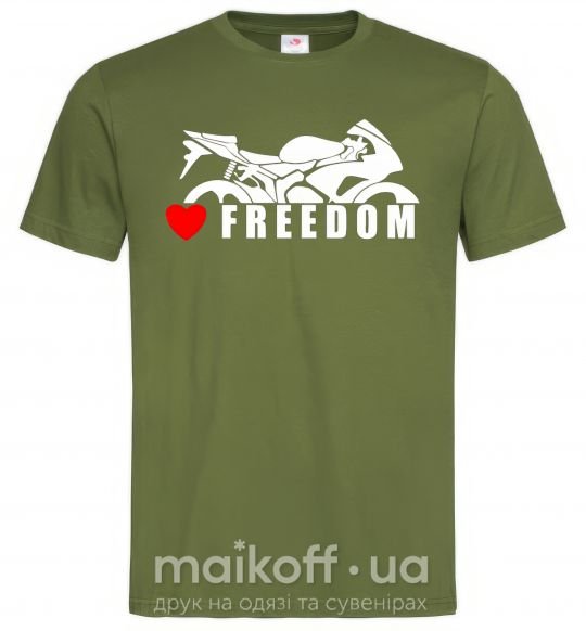 Мужская футболка Love freedom Оливковый фото