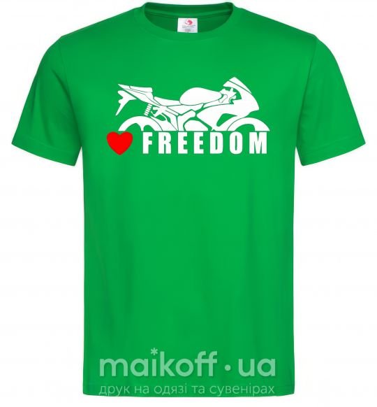 Мужская футболка Love freedom Зеленый фото