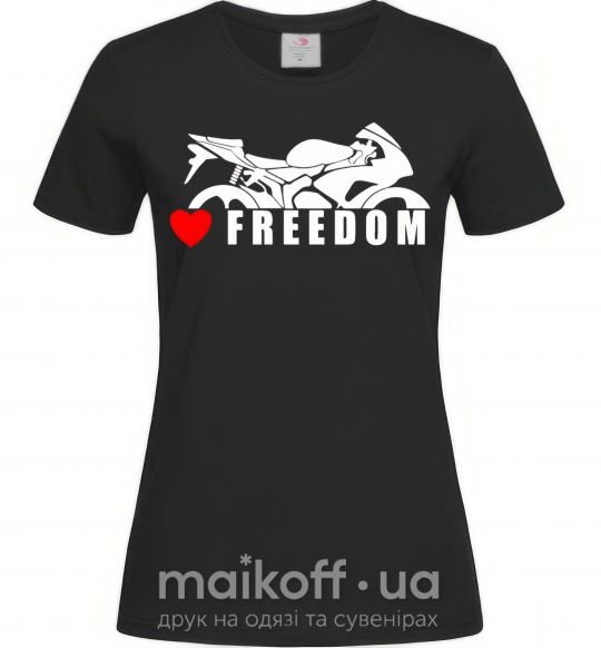 Жіноча футболка Love freedom Чорний фото