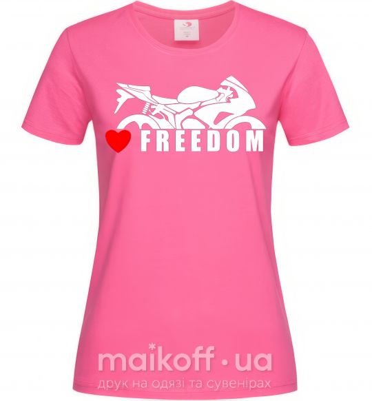 Жіноча футболка Love freedom Яскраво-рожевий фото