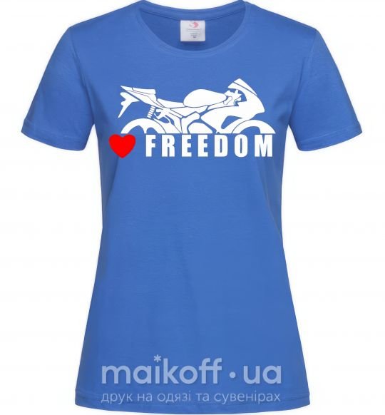 Жіноча футболка Love freedom Яскраво-синій фото