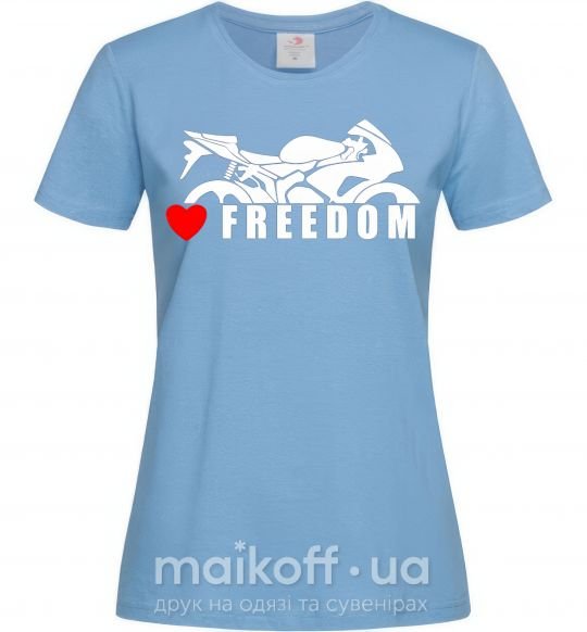 Жіноча футболка Love freedom Блакитний фото