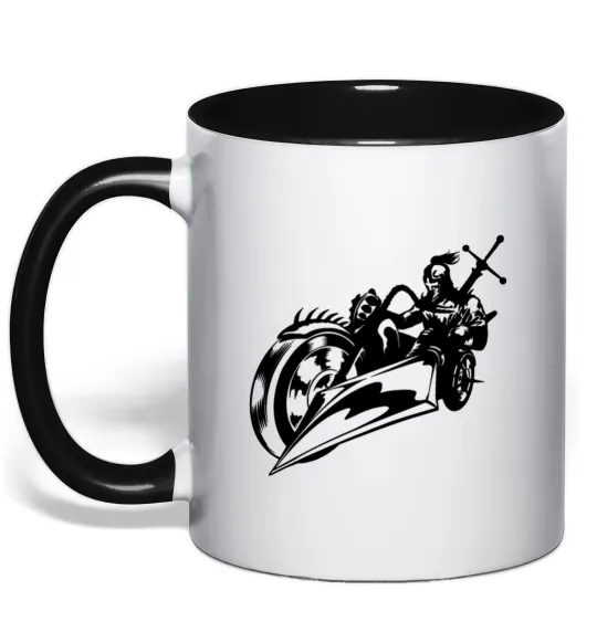 Чашка з кольоровою ручкою Fantasy rider Чорний фото