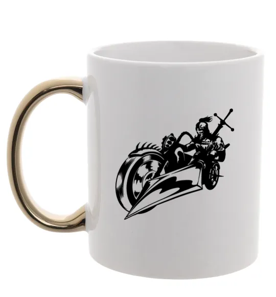 Чашка з кольоровою ручкою Fantasy rider Золото фото