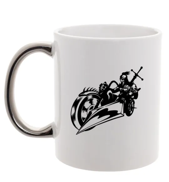 Чашка з кольоровою ручкою Fantasy rider Срібло фото