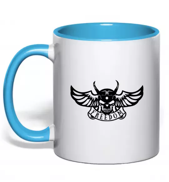 Чашка з кольоровою ручкою Freedom demon Блакитний фото