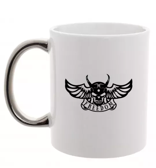 Чашка з кольоровою ручкою Freedom demon Срібло фото