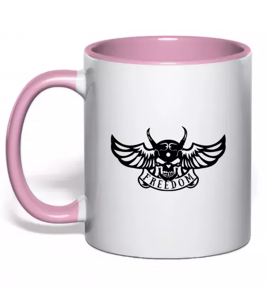Чашка з кольоровою ручкою Freedom demon Ніжно рожевий фото