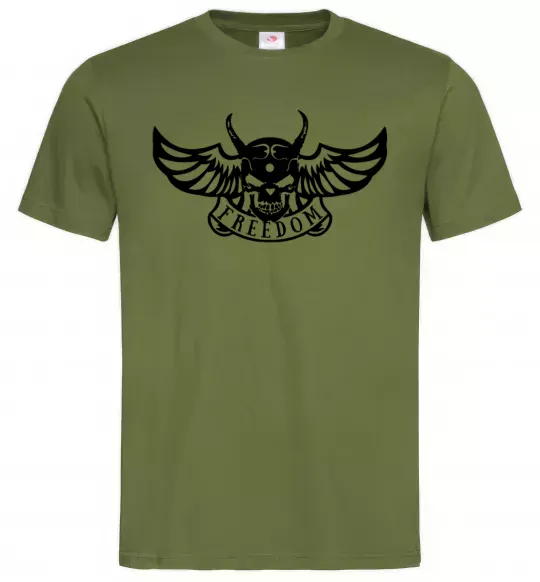 Чоловіча футболка Freedom demon Оливковий фото