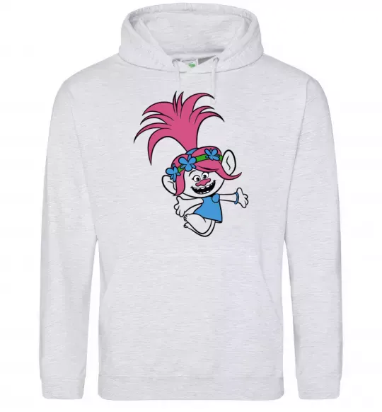 Женская толстовка (худи) Poppy Trolls Серый меланж фото