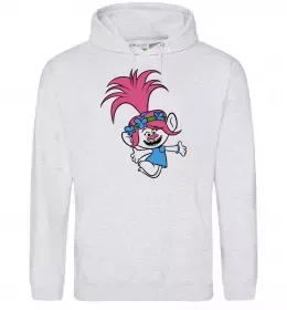 Женская толстовка (худи) Poppy Trolls Серый меланж фото