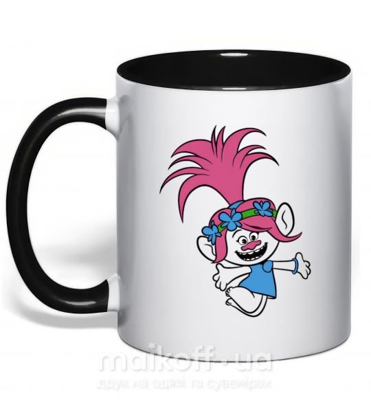Чашка с цветной ручкой Poppy Trolls Черный фото