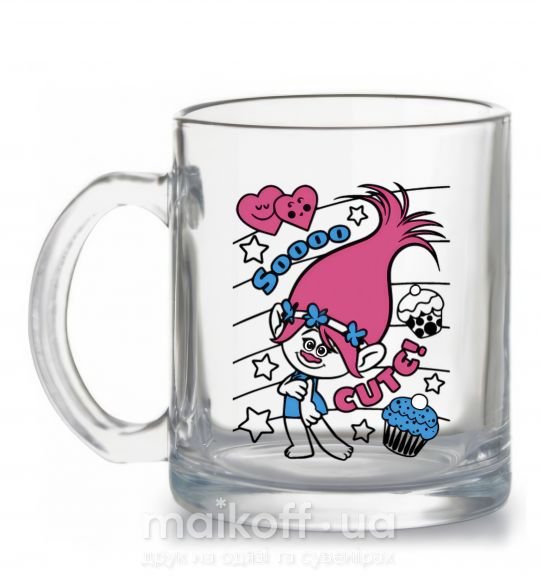 Чашка скляна Sooo cute Прозорий фото