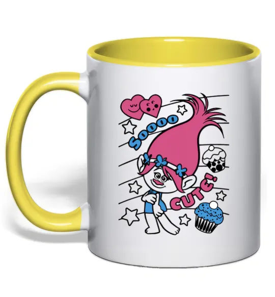 Чашка з кольоровою ручкою Sooo cute Лимонний фото