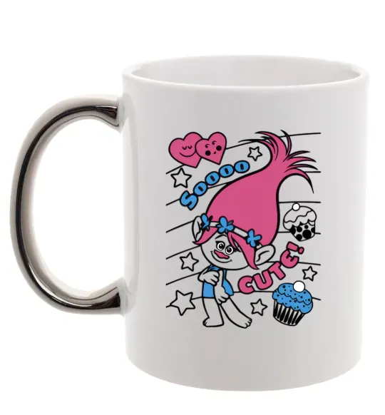 Чашка с цветной ручкой Sooo cute Серебро фото