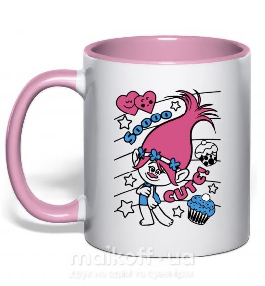 Чашка з кольоровою ручкою Sooo cute Ніжно рожевий фото