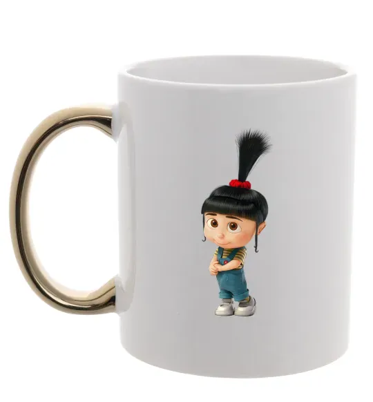 Чашка с цветной ручкой Агнес Золото фото