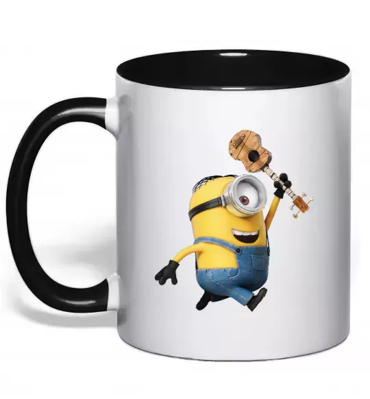 Чашка з кольоровою ручкою Minion Stuart Чорний фото