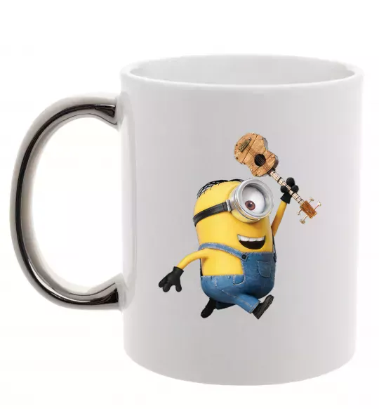 Чашка з кольоровою ручкою Minion Stuart Срібло фото