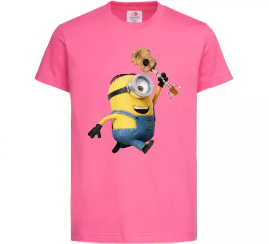 Детская футболка Minion Stuart Ярко-розовый фото