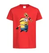 Детская футболка Minion Stuart Красный фото