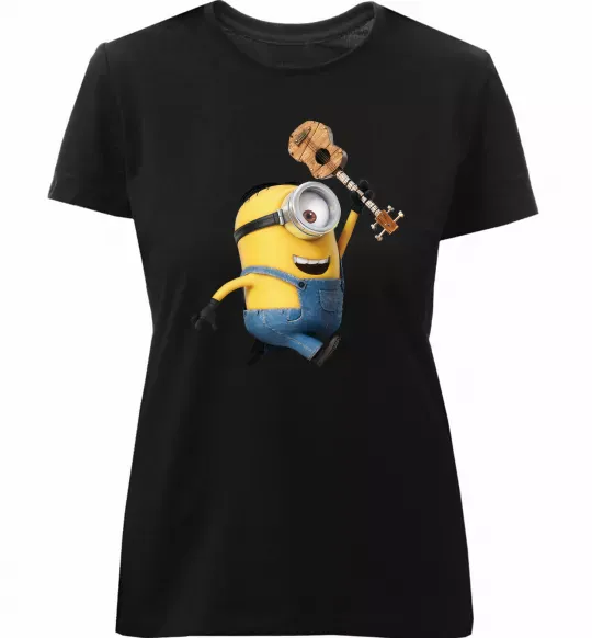 Жіноча преміум футболка Minion Stuart Чорний фото