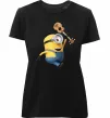 Жіноча преміум футболка Minion Stuart Чорний фото