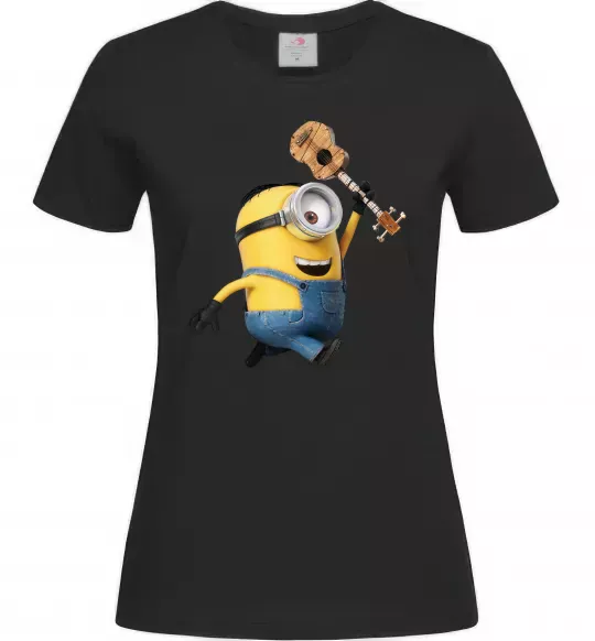 Жіноча футболка Minion Stuart Чорний фото
