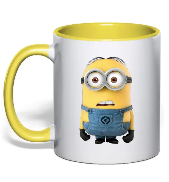 Чашка с цветной ручкой Minion look Лимонный фото