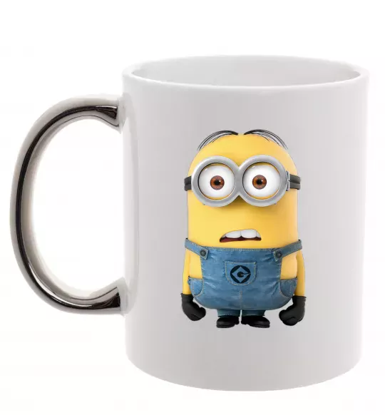 Чашка з кольоровою ручкою Minion look Срібло фото