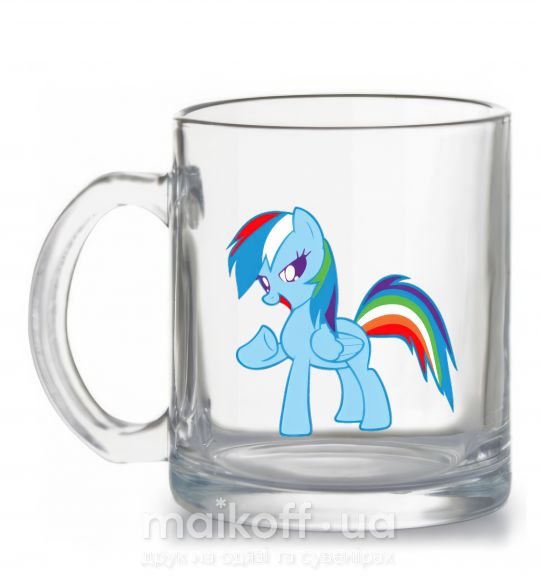 Чашка скляна Rainbow pony Прозорий фото
