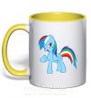 Чашка з кольоровою ручкою Rainbow pony Сонячно жовтий фото