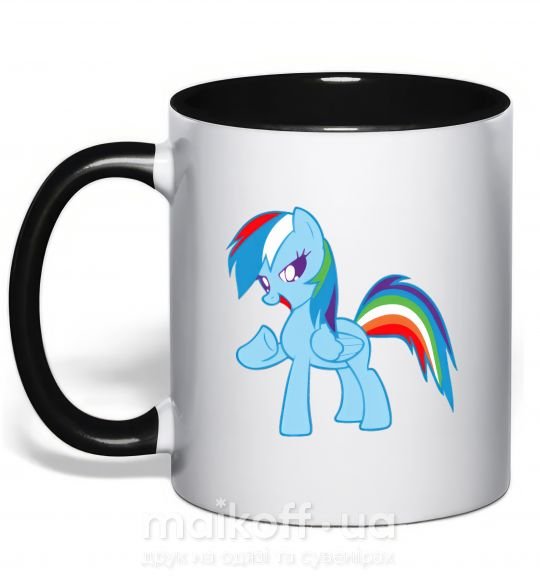 Чашка з кольоровою ручкою Rainbow pony Чорний фото