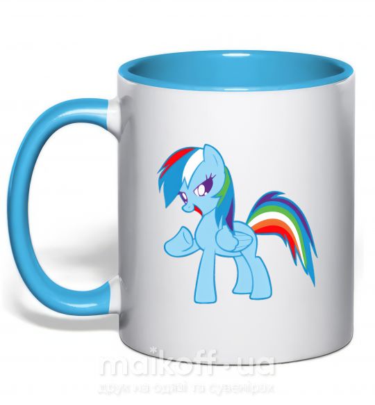 Чашка з кольоровою ручкою Rainbow pony Блакитний фото