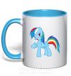 Чашка з кольоровою ручкою Rainbow pony Блакитний фото
