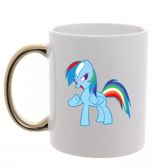 Чашка с цветной ручкой Rainbow pony Золото фото