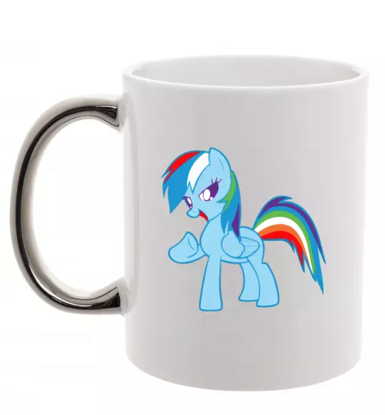 Чашка с цветной ручкой Rainbow pony Серебро фото