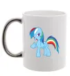 Чашка с цветной ручкой Rainbow pony Серебро фото