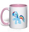Чашка з кольоровою ручкою Rainbow pony Ніжно рожевий фото