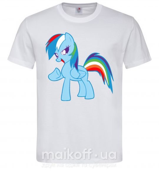 Мужская футболка Rainbow pony Белый фото